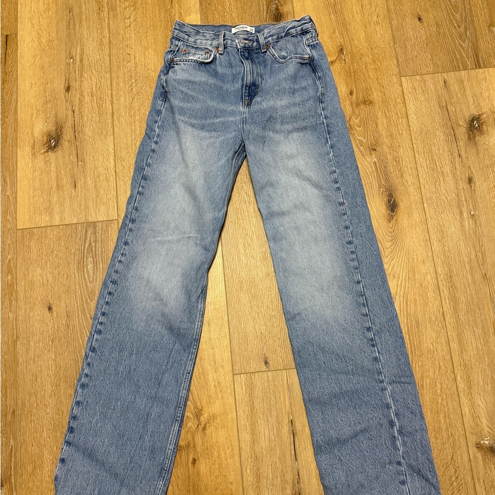 Blue straight wide-jeans